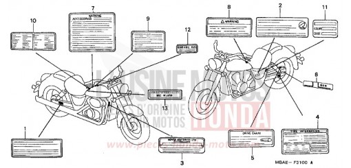 ETIQUETTE DE PRECAUTIONS VT750C2Y de 2000